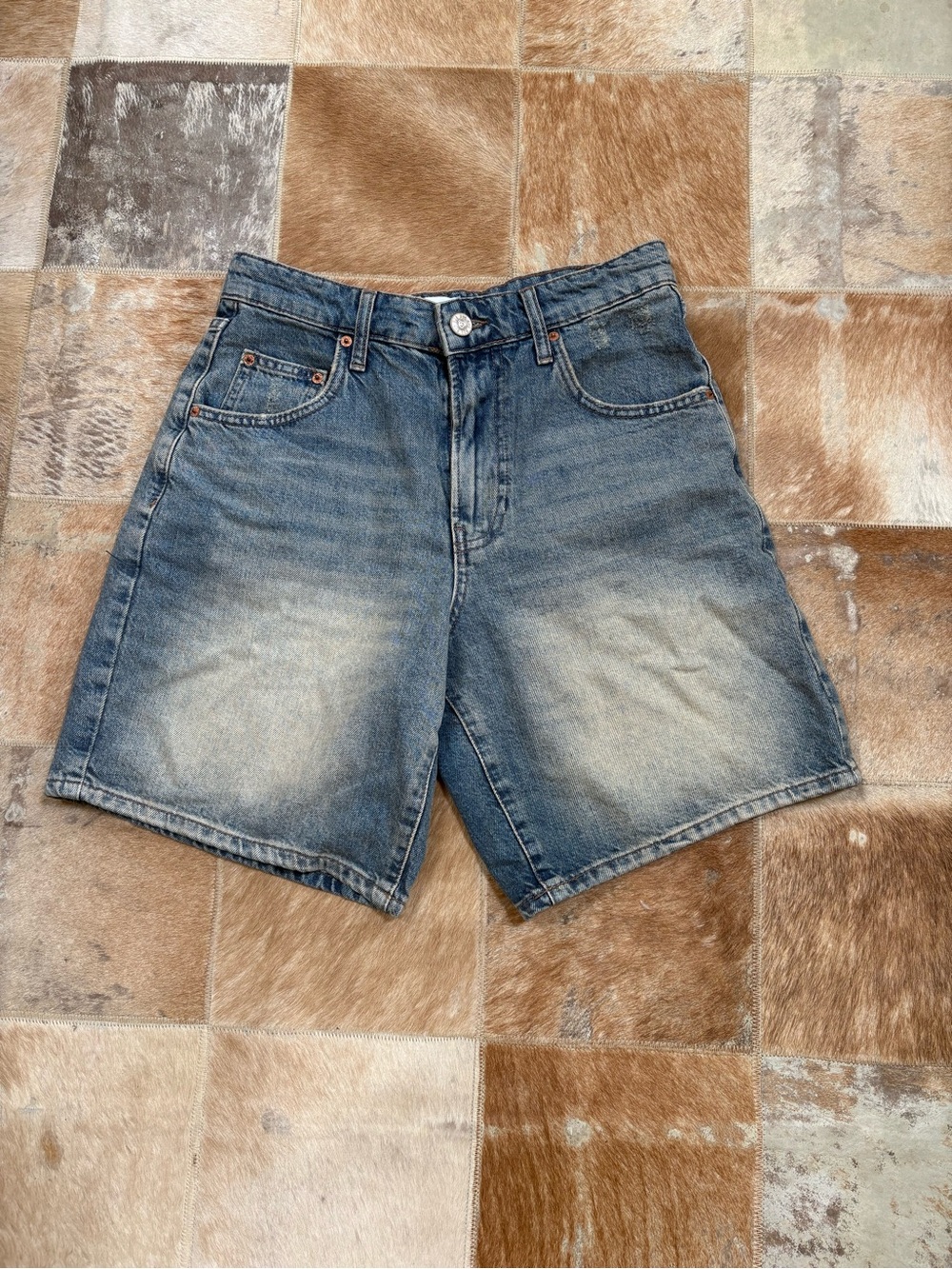 BDG Washed Blue High-Rise Denim Shorts